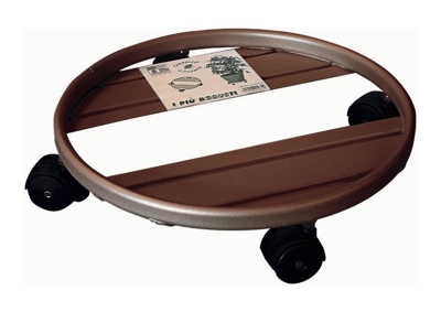 Carrello Portavaso tondo diametro 30 cm con struttura in acciaio e ruote
