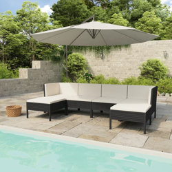 Set Divani da Giardino 6 pz con Cuscini in Polyrattan Nero - Nero - Youthup en oferta