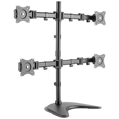 Supporto Universale per 4 Monitor con Installazione Tramite Supporto / Morsetto Portata Max 32 Kg