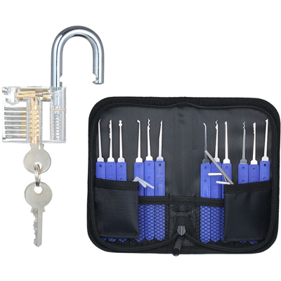 17 PCS Set per lockpicking con lucchetto per addestramento visibile Strumenti per fabbro per pratica trasparente Set per lockpicking per principianti
