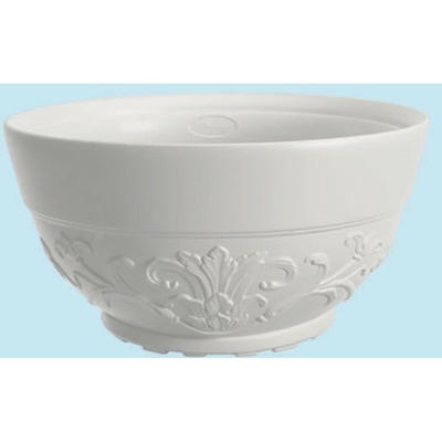 Ciotola decorata in resina Ø 46,5 x h 24 cm vaso decorato mod senna bianco
