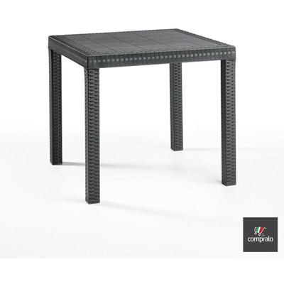 Tavolo 80x80 per Esterno ed Interno Rattan Polipropilene per Bar Lido Ristorante Antracite