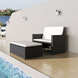 Set Divani da Giardino 2 pz con Cuscini in Polyrattan Nero características