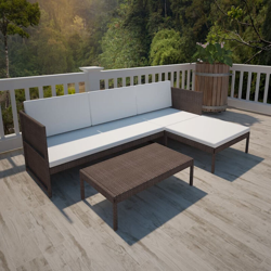 Set Divani da Giardino 3 pz con Cuscini in Polyrattan Marrone en oferta