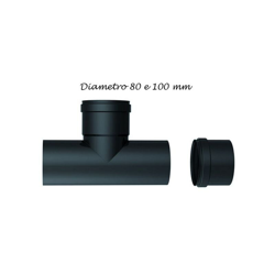2 Raccordo Tubo a T Diametro 80 100 Acciaio Stufa a Pellet Canna Fumaria Scarico - Misura: Diametro 80 F/F precio