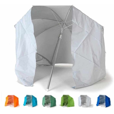 Ombrellone mare portatile moto leggero alluminio spiaggia tenda 200 cm Piuma | Bianco - Silver