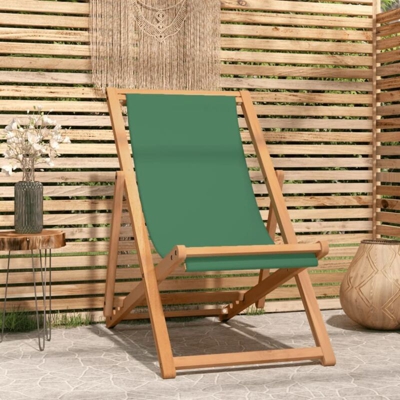 Sedia da Spiaggia Pieghevole in Legno Massello di Teak Verde - Verde - Vidaxl
