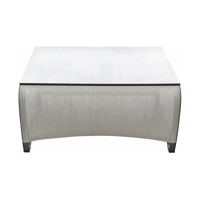 Tavolino Cm 70X70X35 Alluminio E Hpl Cemento Bianco E Legno