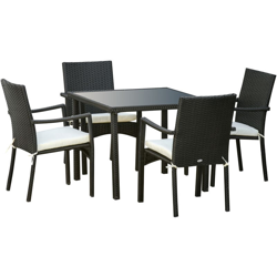 Set 4 Sedie da Giardino e Tavolo con Ripiano in Vetro Mobili Rattan PE - Outsunny características