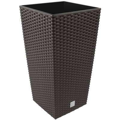 Vaso di fiori Rato 26,6 litri con inserto 26,5 x 26,5 x 50 cm in colore ocra scuro.