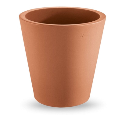 Vaso rotondo in resina 'Single' 35 cm. Terra di Siena