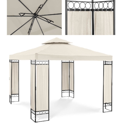 Uniprodo Gazebo da Giardino in Acciaio Pergola da Giardino (3 x 3 m, 160 g/m², beige)