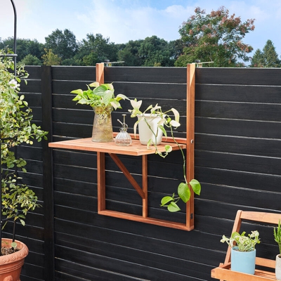Deuba Tavolino pieghevole da balcone legno di acacia tavolo da appendere a sospensione giardino esterno 64x45x87cm