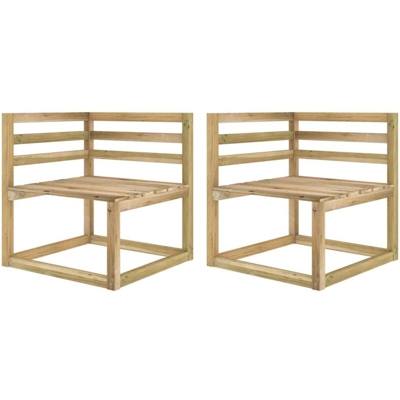 vidaXL Divani Angolari Pallet da Giardino 2 pz Pino Impregnato Verde - Verde