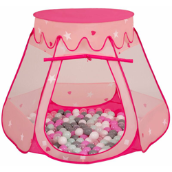 Selonis Tenda 105X90cm/200 Palline Castello Con Palline Colorate Per Bambini, Rosa:Trasparente/Grigio/Bianco/Rosa/Menta en oferta