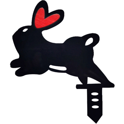 Nuovo stile Pastorale Decorazione Rabbit Yard Art Garden Hollow-Out Pattern 6PCS Imitation Rabbit Animal Ornaments,Stile coniglio-D nero e rosso