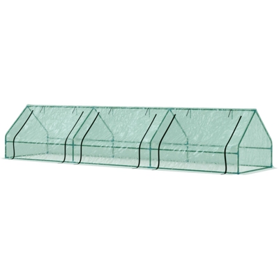 Serra con Tubi di Acciaio e Copertura in Polietilene con 3 Porte Verde 400 x 100 x 80cm - Outsunny