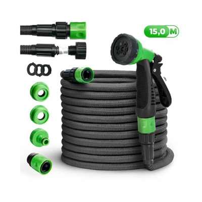 tillvex 15m Tubo da Giardino Flessibile in Estensione, Versione Migliorata 2019, Tubo Flessibile per Innaffiare, Tubo Flessibile per Laghetto da