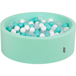 90X30cm/300 Palline ? 7CM Piscina Di Palline Colorate Per Bambini Tondo Fabbricato In EU, Menta: Turchese Ch/Bianco/Trasparente - menta: turchese precio