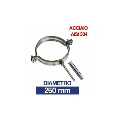 Marca - COLLARE FASCETTA MURALE PER TUBO CANNA FUMARIA ACCIAIO INOX (23065V) 250 (17131)
