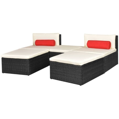 Set Divani da Giardino 5 pz con Cuscini in Polyrattan Nero - Nero - Vidaxl