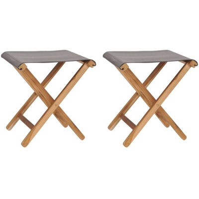 vidaXL Sedie Pieghevoli 2 pz in Legno di Teak e Tessuto Grigio Scuro - Grigio