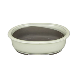 Vaso per bonsai Giapponese Morrisan ovale in gres smaltato bianco 23x19x7 cm - B21-27b precio