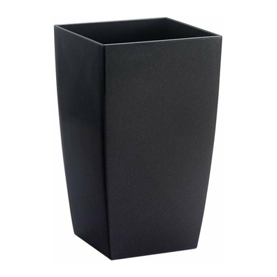 Vaso rettangolare Algarve con riserva d'acqua da esterno e giardino per fiori e piante. -25 x 25 x H 42 cm / Nero