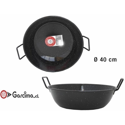 Tegame Fonda Cm.40 2 Man. Acc.Carb.Smaltato Ilsa