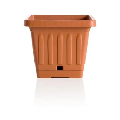 Vaso Roma Quadrato 40x40 cm 32 Lt Colore Terracotta Con Sottovaso Self Waterer