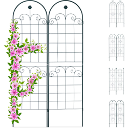 Set 2 Grigliati da Giardino per Rampicanti, in Metallo 180x50cm Design Arco e Cuore, ad Incastro, Verde Scuro en oferta
