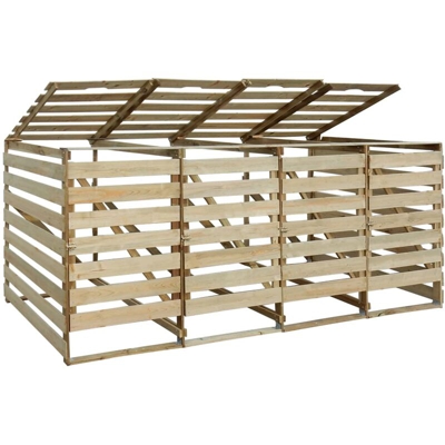 Copribidone Quadruplo in Legno di Pino Impregnato 240 L - Marrone - Youthup