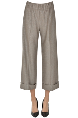 Cropped wool-blend trousers