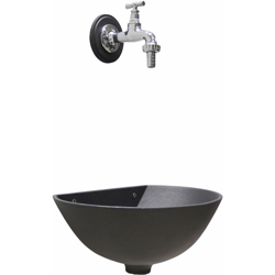 Fonderia Bongiovanni - Fontana a muro mod. 600 colore grigio ghisa per casa e giardino con rubinetto cod. 195/C in ottone cromato características