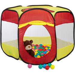 Piscina con 100 palline per bambini da 3 anni tenda pop up ball pool HLP: 70x85x100 cm, esagonale rosso giallo precio