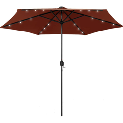 Ombrellone con Luci a LED e Palo Alluminio 270 cm Terracotta - Rosso - Vidaxl precio