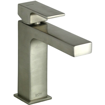 Gattoni Rubinetteria - Miscelatore lavabo acciaio spazzolato modello quadro Gattoni Kubik 2582/25NS | Senza piletta di scarico - Acciaio Spazzolato