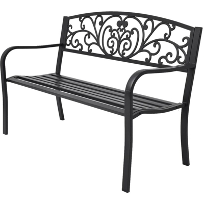 YOUTHUP Panchina da Giardino 127 cm in Ghisa Nera - Nero