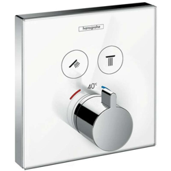 Hansgrohe ShowerTablet ShowerSelezionare il termostato in vetro, da incasso, 2 utenze, colorazione: Cromo / Bianco - 15738400 precio