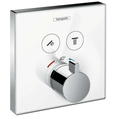 Hansgrohe ShowerTablet ShowerSelezionare il termostato in vetro, da incasso, 2 utenze, colorazione: Cromo / Bianco - 15738400