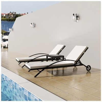 3 Pz Set Sedie A Sdraio Polirattan Nere