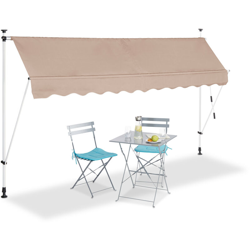 Relaxdays - Tenda da Sole, Protezione per il Balcone, Regolabile, senza Forare, a Manovella, 300 cm di Larghezza, Beige precio