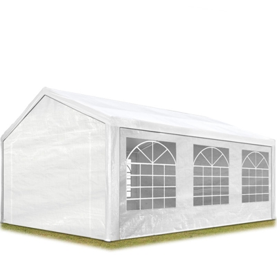 Tendone per Feste Gazebo 4x6 m bianco PE 180g/m² Impermeabile Protezione UV Tenda Giardino Sagre Eventi Mercati Esterno