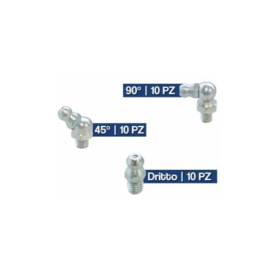 Ama - Ingrassatore Diritto O Con Beccuccio Esagonale Testa Tonda Idraulico Pz 10 19257V A Becco 45° M 10X1 (19257)