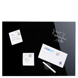 Lavagna Magnetica in Vetro, Scrivibile, Bacheca da Parete, 3 Calamite, Pennarello, HxL: 60 x 40 cm ca., Nera en oferta