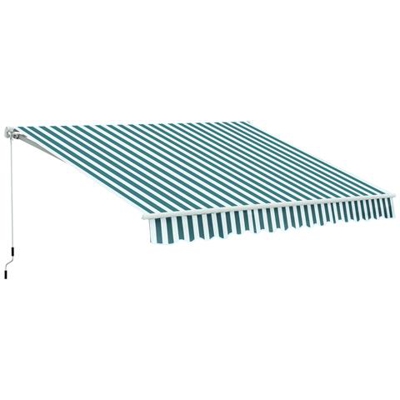 Tenda Da Sole A Bracci Per Esterno Regolazione Con Manovella, Metallo E Poliestere, 295x250cm Verde E Bianco