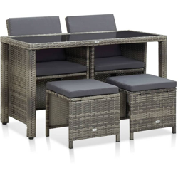 Set da Pranzo da Giardino con Cuscini in Polyrattan Grigio vari modelli modelli : 5 Pz en oferta
