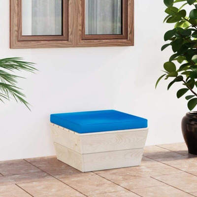 vidaXL Ottomana da Giardino su Pallet con Cuscino in Legno di Abete - Blu