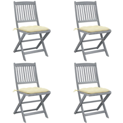 Sedie da Giardino Pieghevoli 4pz con Cuscini in Massello Acacia - Grigio - Vidaxl características
