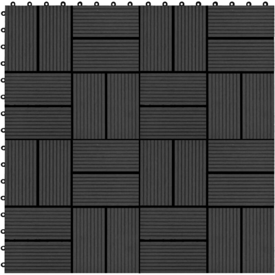 vidaXL Piastrelle per Decking in WPC 11 pz 30x30cm 1 mq Nero - Nero